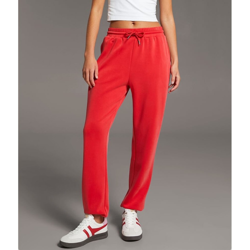 BKE Women Red Modal Blend‎ Jogger Sweatpants High Rise Drawstring Size S